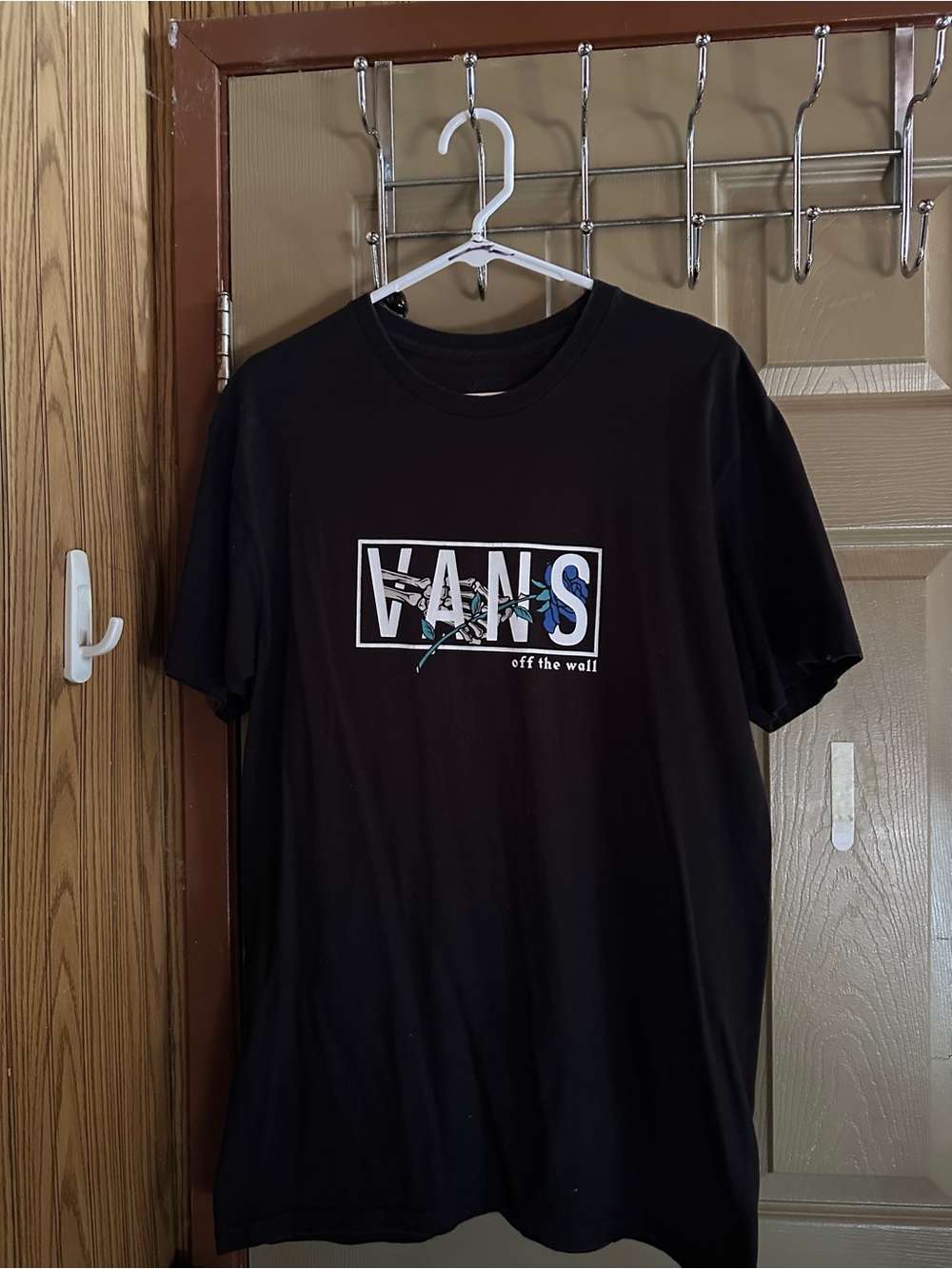 Vans Black Graphic Box Logo Tee with Blue Accent